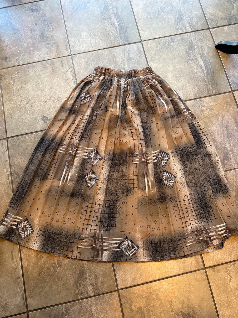Womens Brown Patterned A-Line Skirt